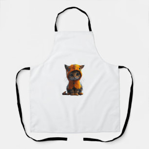 Kitten in Pumpkin Costume - Cute Halloween Design Apron