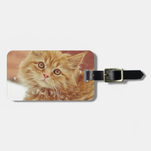 Kitten in Snow Luggage Tag