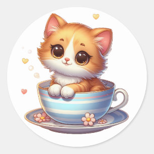 Kitten in Tea cup Stickers