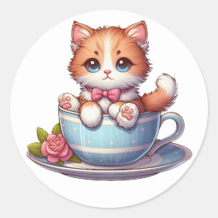 Kitten in Tea cup Stickers
