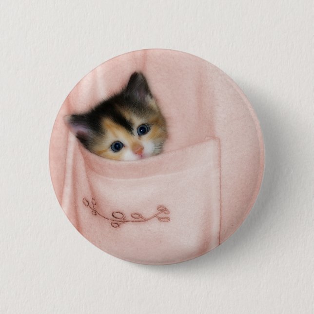 Kitten in the Pocket 2 6 Cm Round Badge (Front)