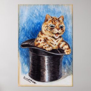 Kitten in Top Hat, Louis Wain Poster