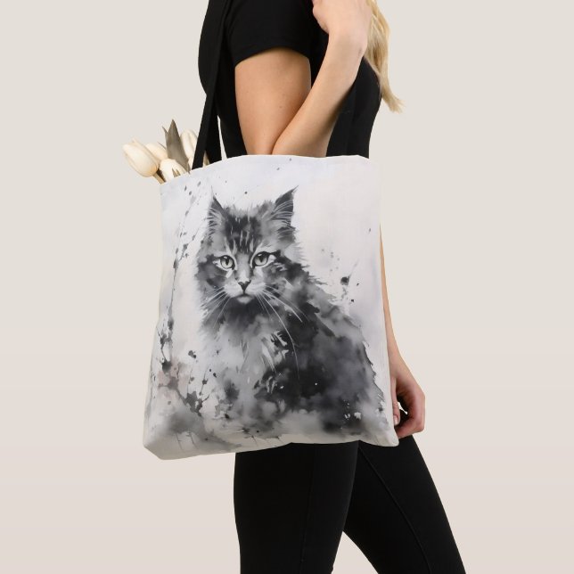 Kitten Ink Painting Tote Bag (Close Up)