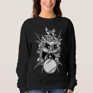 Kitten Kitty Cat Drummer Wearing Sunglasses Playin Sweatshirt