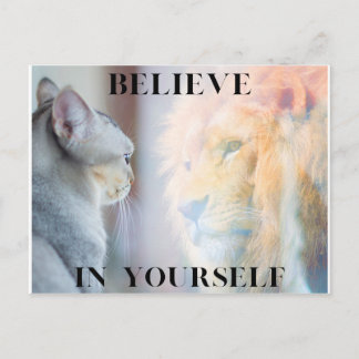 Kitten & Lion Mirror Believe in Yourself Postcard