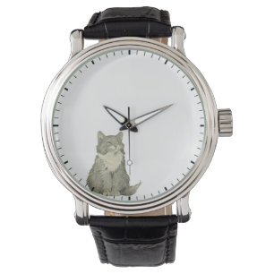 Kitten Looking at Clock Hands - Cat Clock Watch