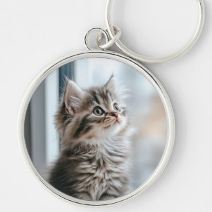 Kitten looking out the window key ring