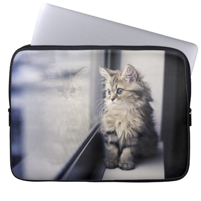 Kitten Looking Out Window Laptop Sleeve (Front)