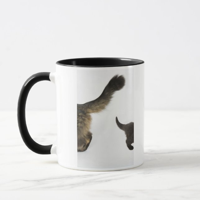 Kitten Looking up at its Mother's Tail Mug (Left)