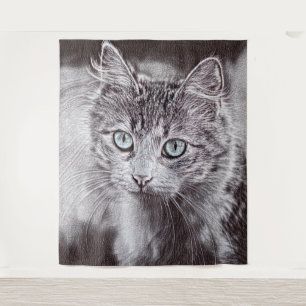 Kitten Love Cute Kitty Cat With Luminous Blue Eyes Tapestry