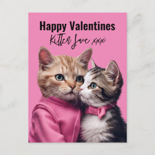 Kitten love Valentine cat lover pet owner fur baby Postcard