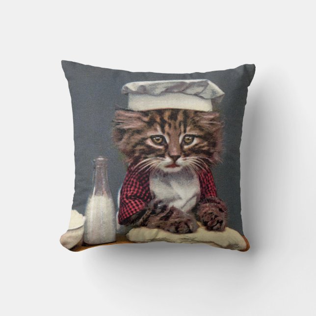 Kitten Making Bread, Unknown artist Cushion (Front)
