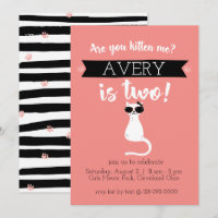 Kitten Me Second Birthday Invitation