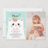 Kitten Meow Pink Crown Girl Kitty Cat Birthday