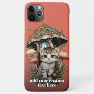Kitten Mushroom Cat Wildflower Cottagecore  Custom iPhone 11 Pro Max Case