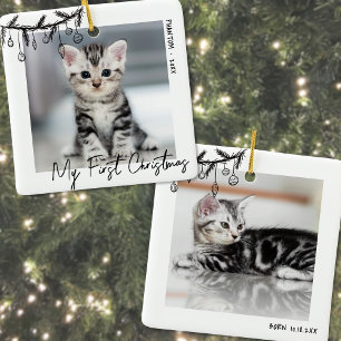 Kitten My First Christmas Pet Photo Ceramic Ornament