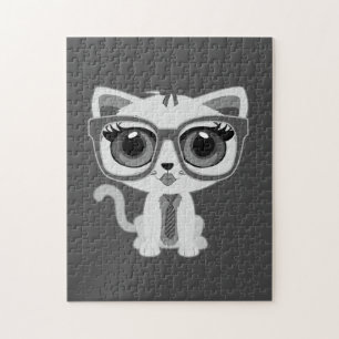 Kitten Nerd - Grey Jigsaw Puzzle