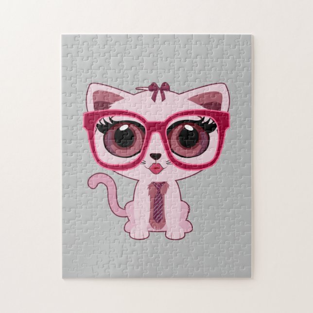 Kitten Nerd Jigsaw Puzzle (Vertical)