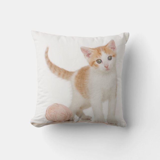 Kitten Next To Ball Of String Cushion (Front)