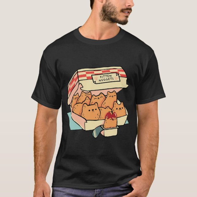 Kitten Nuggets Fast Food Cat And Chicken Nugget Qu T-Shirt (Front)