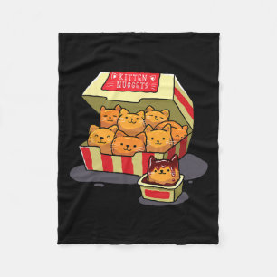 Kitten Nuggets Food Pun Cat Lover Gift Chicken Nug Fleece Blanket