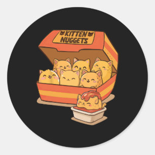 Kitten Nuggets Fun Cute Food Pun Cat Lover Chicken Classic Round Sticker