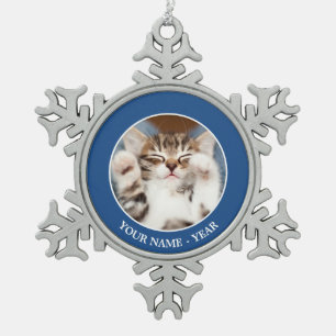 Kitten On My Lap Snowflake Pewter Christmas Ornament