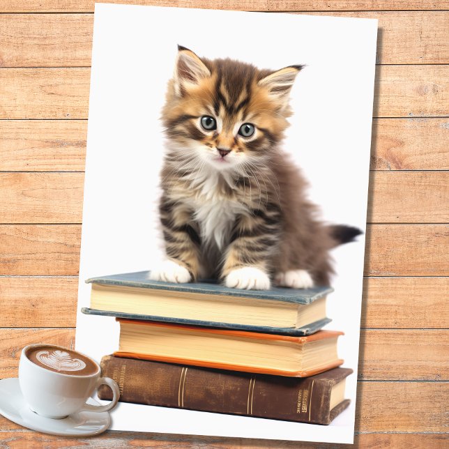 Kitten on Stack of Books 2 Decoupage Paper (Creator Uploaded)