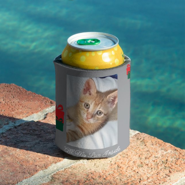 Kitten Orange Photo Text Customise Can Cooler (In Situ Pool)