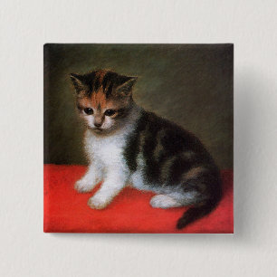 Kitten Painting by George Stubbs 15 Cm Square Badge