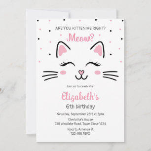 Kitten Party Cat Birthday Invitation