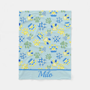 Kitten Paws Blue Personalised Fleece Blanket