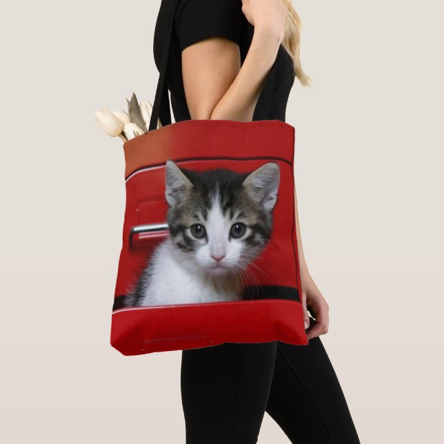Kitten Peeking Tote Bag (Close Up)