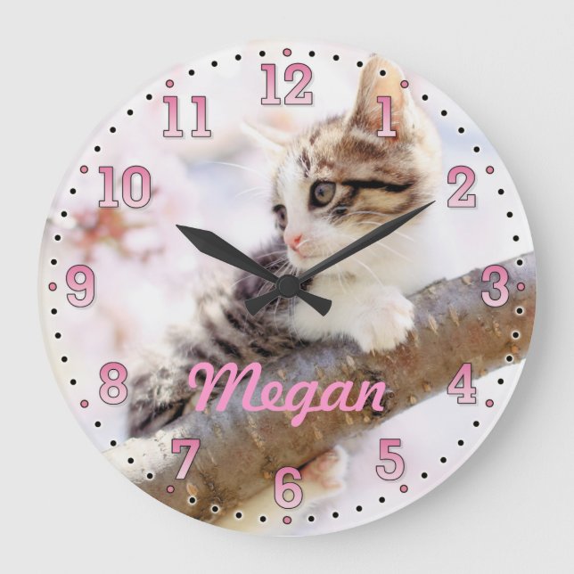 Kitten Personalizable Decorative Wall Clock (Front)