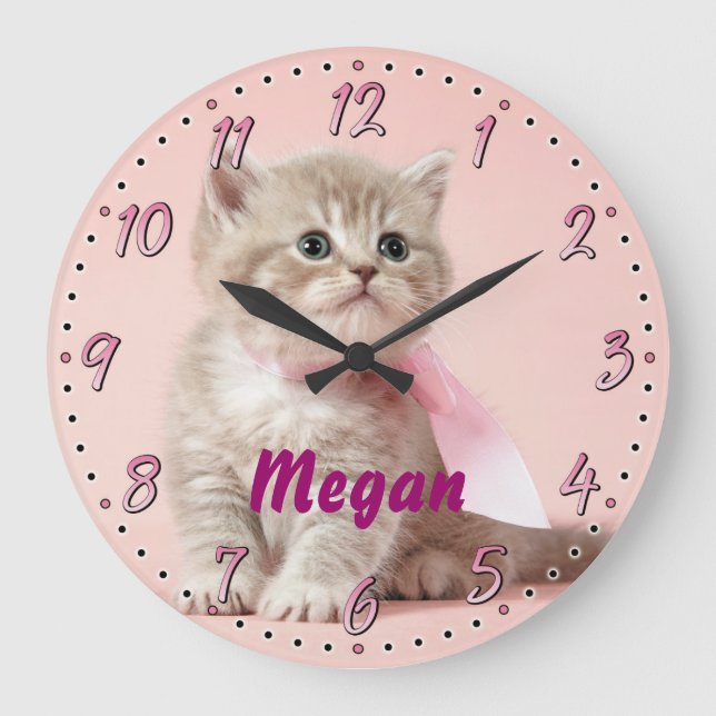 Kitten Personalizable Decorative Wall Clock (Front)