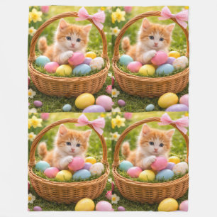 Kitten Photo Easter Eggs Pattern  Fleece Blanket