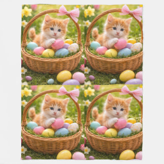 Kitten Photo Easter Eggs Pattern  Fleece Blanket