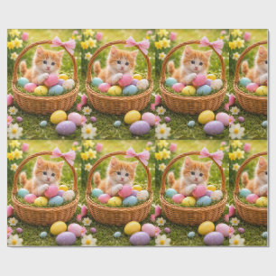Kitten Photo Easter Eggs Pattern Wrapping Paper