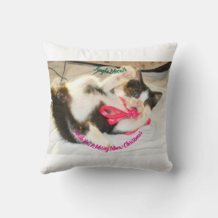 Kitten Photo Text Jingle Meows, Customize,  Cushion