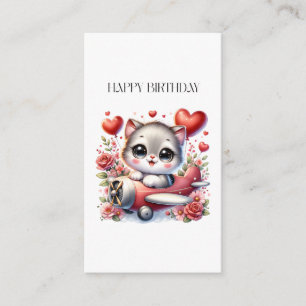Kitten Pilot Birthday Enclosure Card