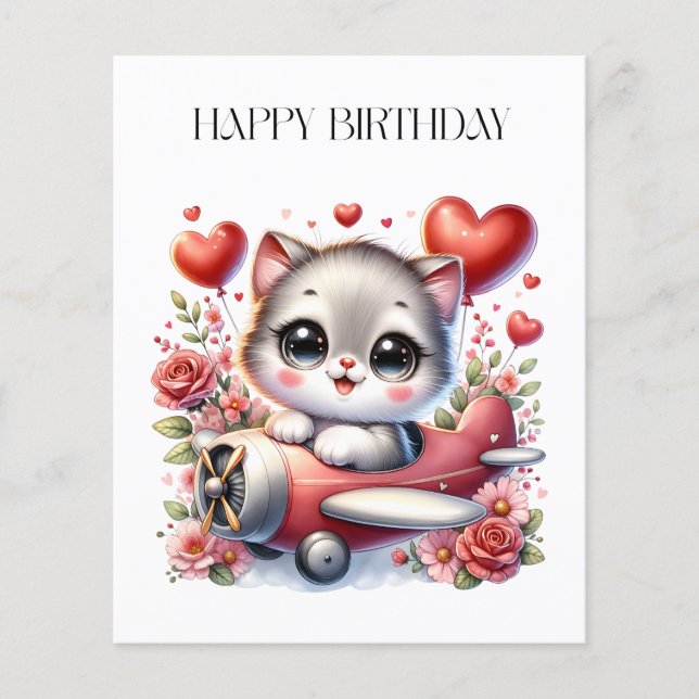 Kitten Pilot Birthday Flyer (Front)