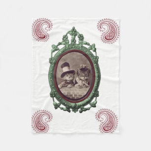 kitten pink white custom fleece blanket