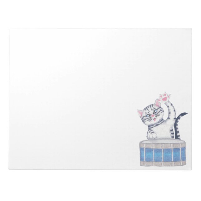 Kitten Playing a Drum Notepad (Front)