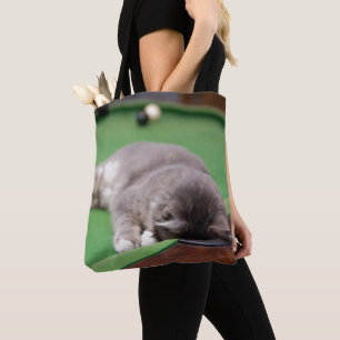 Kitten Playing Pool Tote Bag