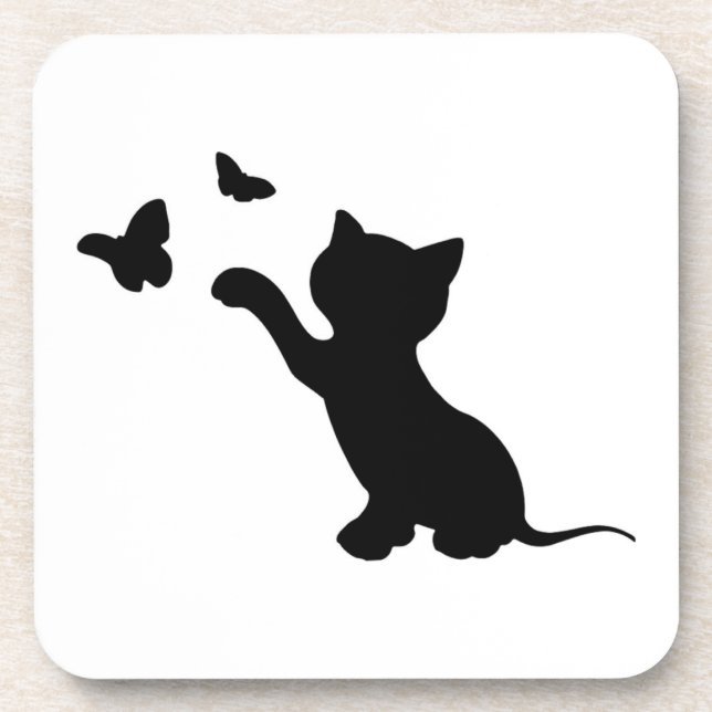 KITTEN PLAYING WITH BUTTERFLIES COASTER (Front)