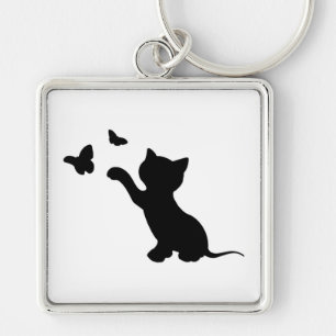KITTEN PLAYING WITH BUTTERFLIES KEY RING