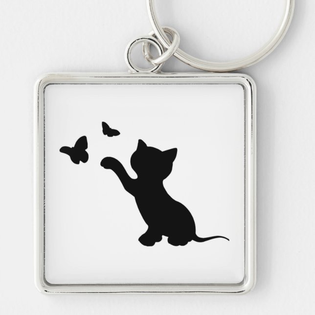 KITTEN PLAYING WITH BUTTERFLIES KEY RING (Front)