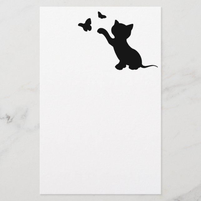 KITTEN PLAYING WITH BUTTERFLIES STATIONERY (Front)