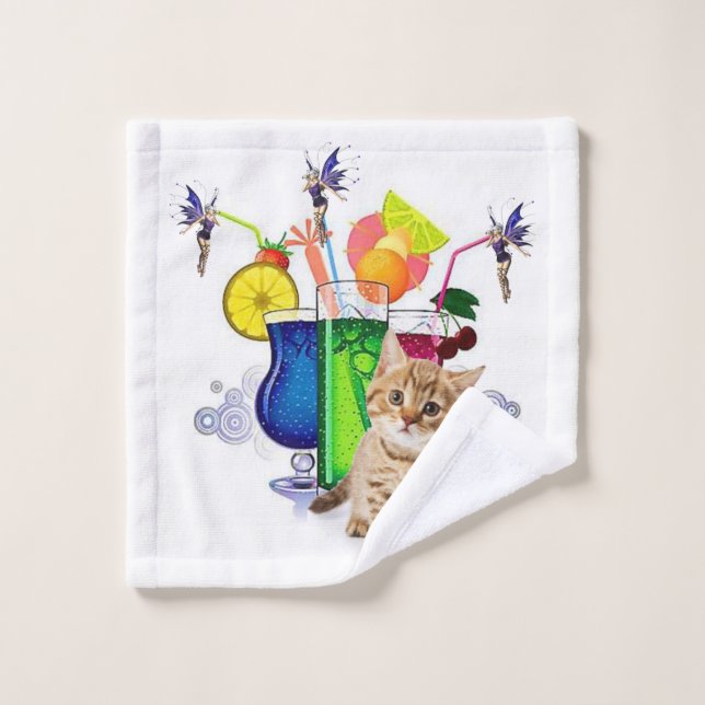 Kitten Purple Fairy Bathroom Towel Sets (Wash Cloth)