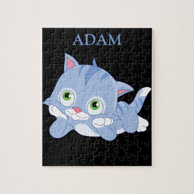 Kitten puzzle with personalised child name. (Vertical)
